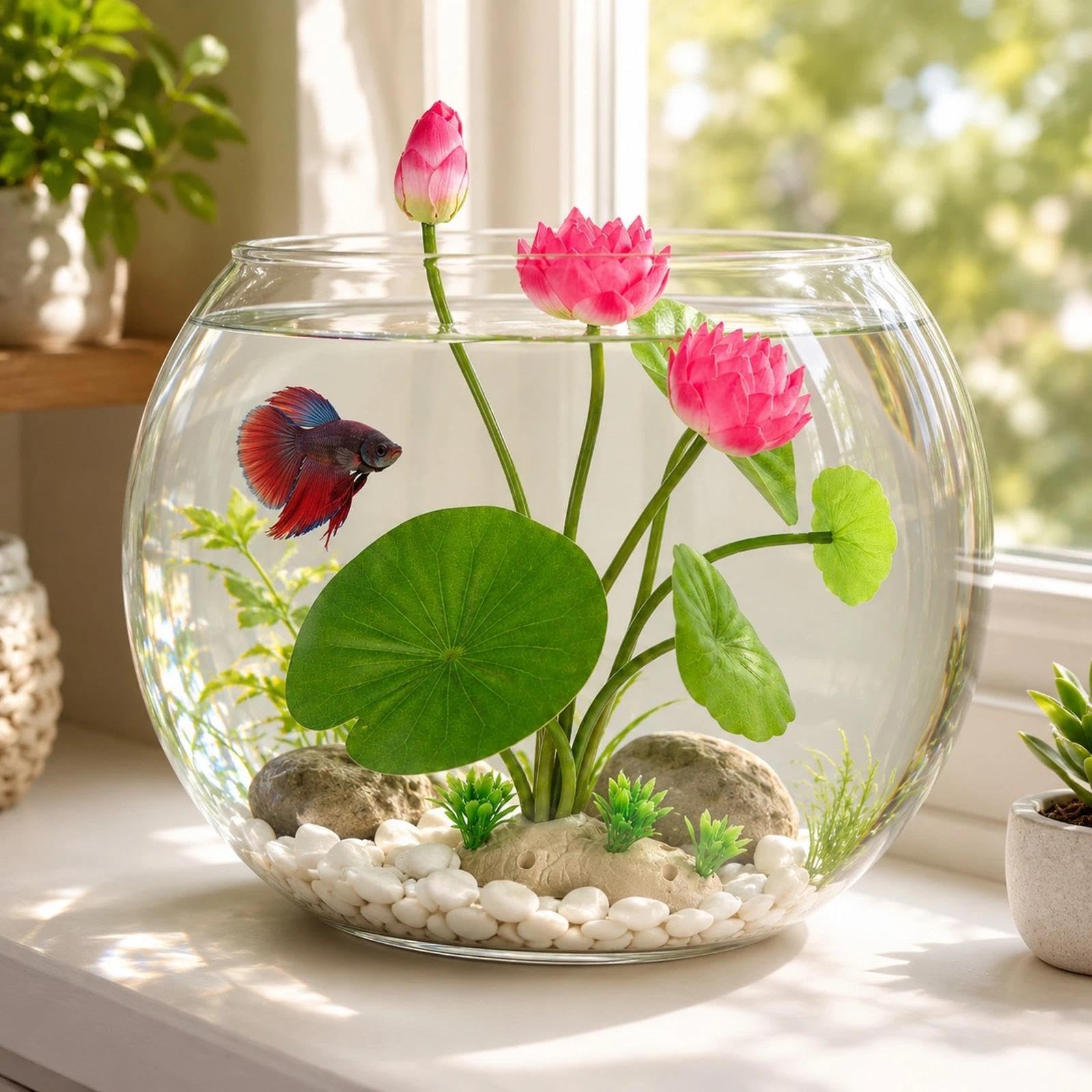 Amazon.co.jp: LOGOFUN 水族館 蓮の花 植物 人工蓮の花